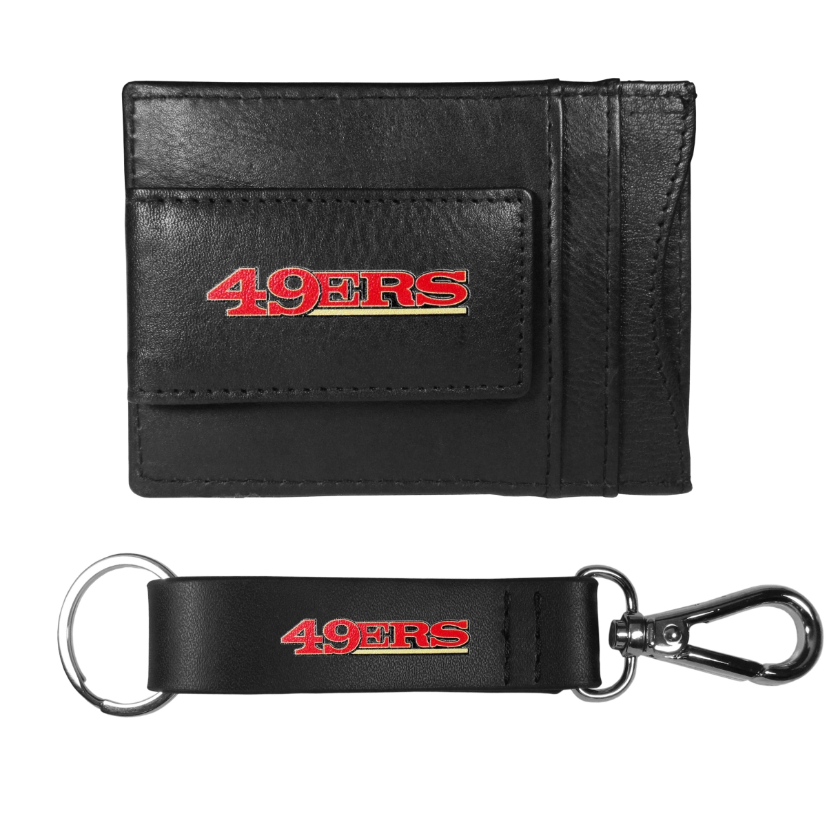 Siskiyou FCCP075KCS Unisex NFL San Francisco 49ers Leather Cash & Cardholder & Strap Key Chain - One Size