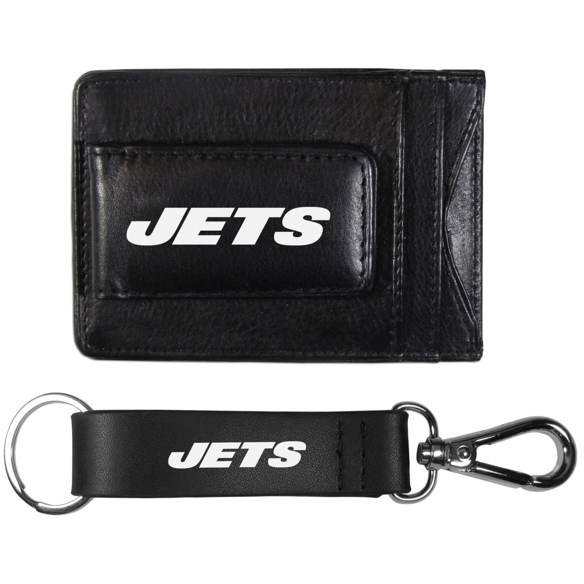 Siskiyou FCCP100KCS Unisex NFL New York Jets Leather Cash & Cardholder & Strap Key Chain - One Size