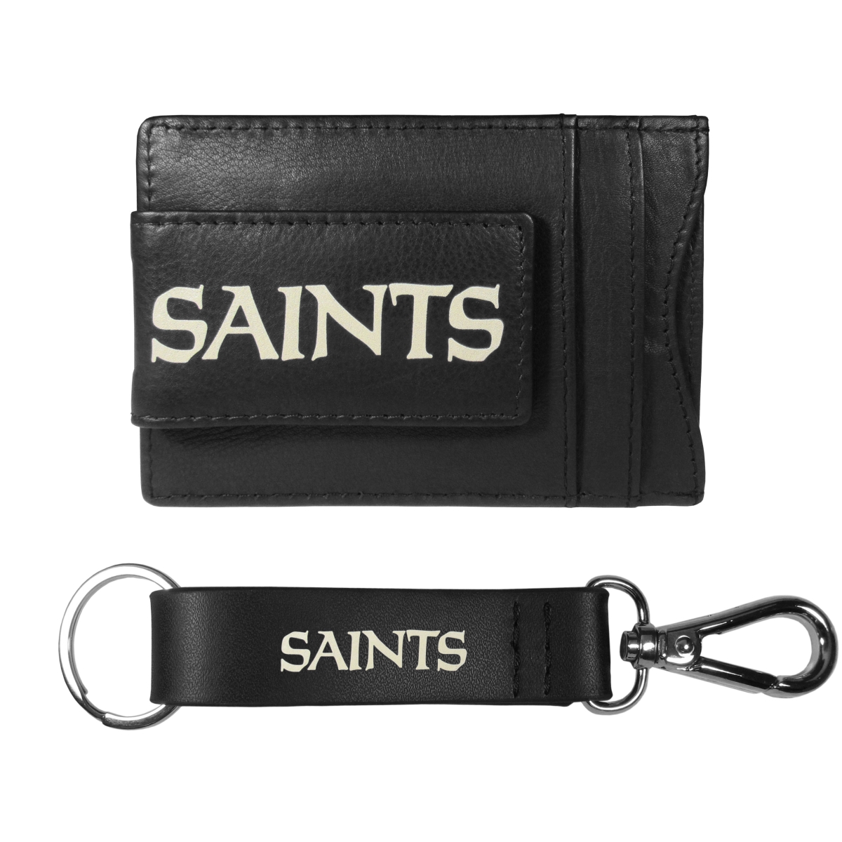Siskiyou FCCP150KCS Unisex NFL New Orleans Saints Leather Cash & Cardholder & Strap Key Chain - One Size
