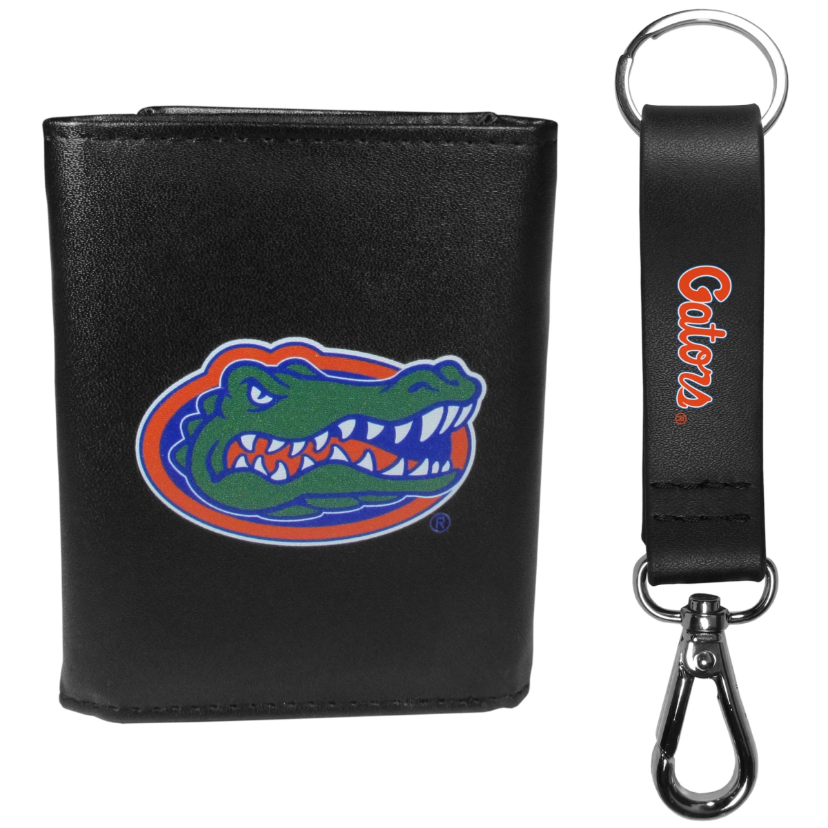 Siskiyou CLTR4KCS Male NCAA Florida Gators Leather Tri-fold Wallet & Strap Key Chain
