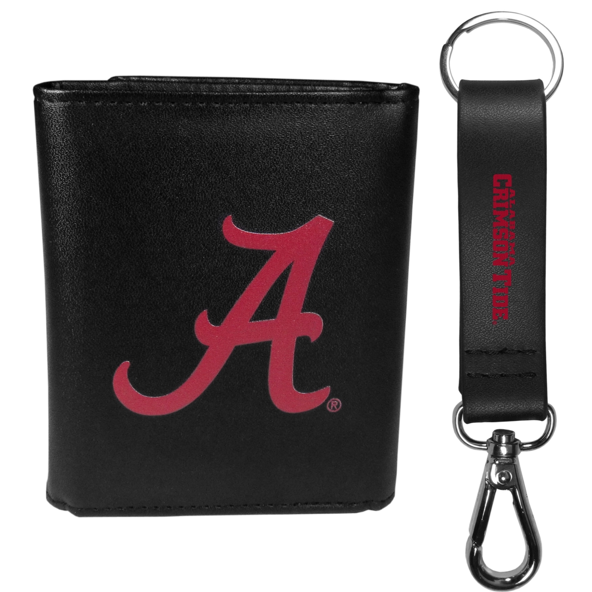 Siskiyou CTRL13KCS Male NCAA Alabama Crimson Tide Tri-fold Wallet & Strap Key Chain