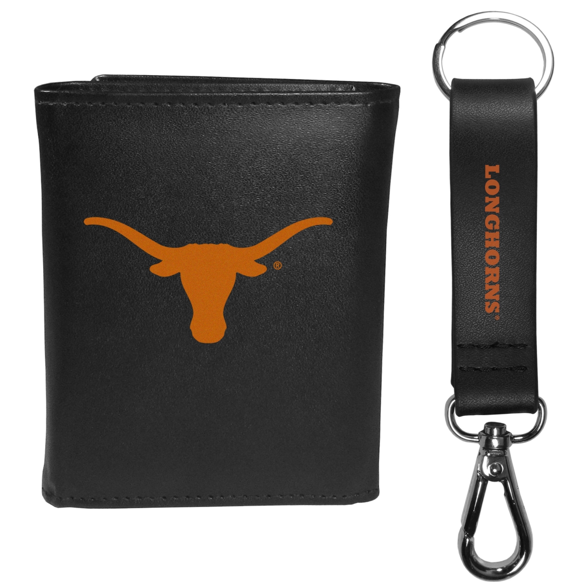 Siskiyou CTRL22KCS Male NCAA Texas Longhorns Tri-fold Wallet & Strap Key Chain