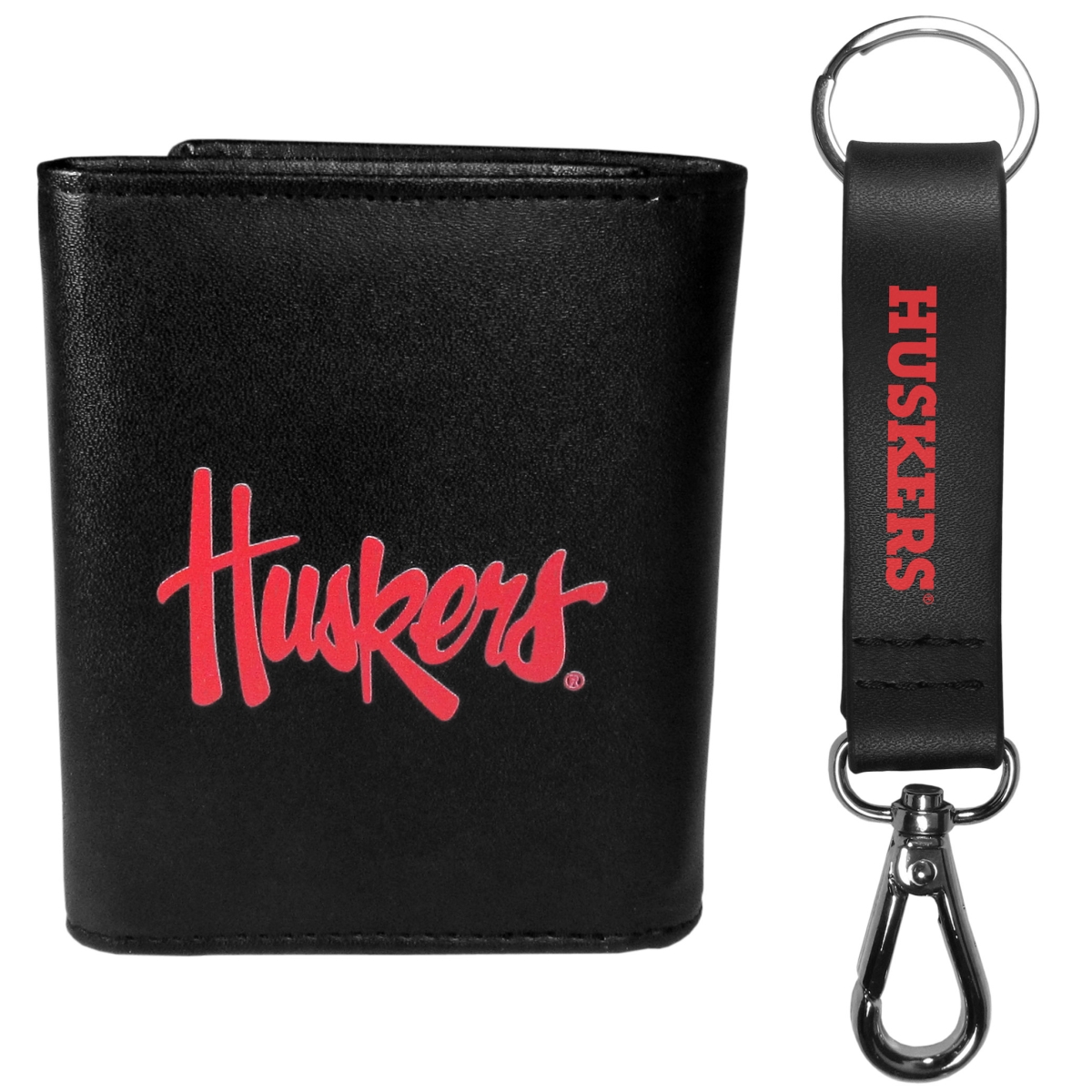 Siskiyou CTRL3KCS Male NCAA Nebraska Cornhuskers Tri-fold Wallet & Strap Key Chain