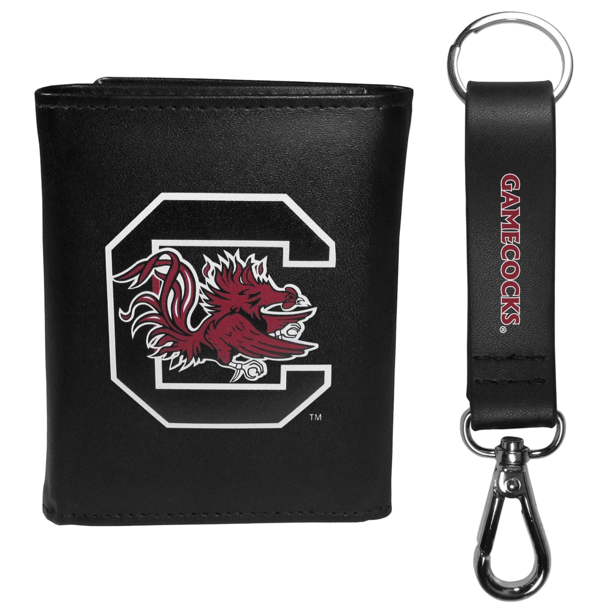 Siskiyou CTRL63KCS Male NCAA South Carolina Gamecocks Tri-fold Wallet & Strap Key Chain