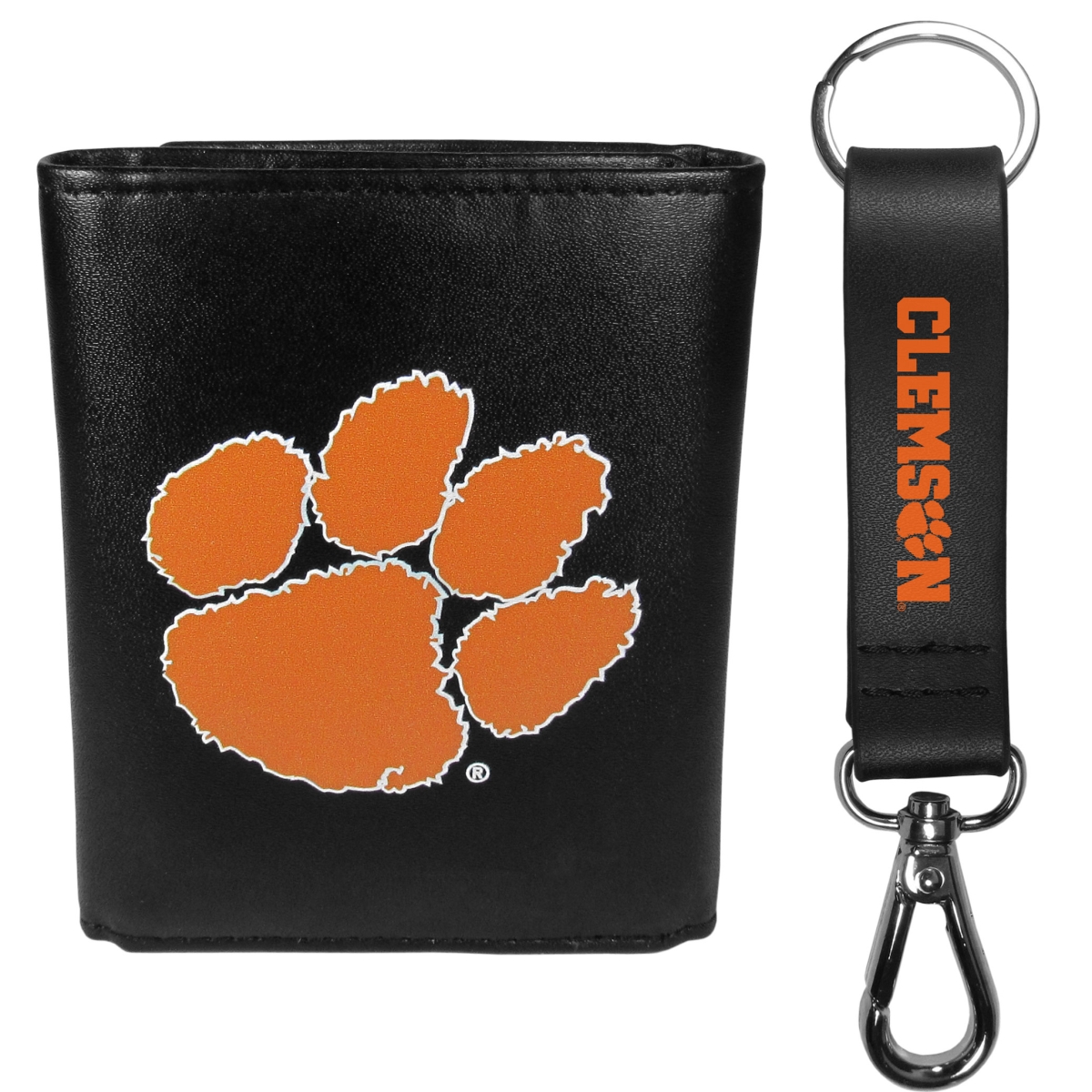 Siskiyou CTRL69KCS Male NCAA Clemson Tigers Tri-fold Wallet & Strap Key Chain