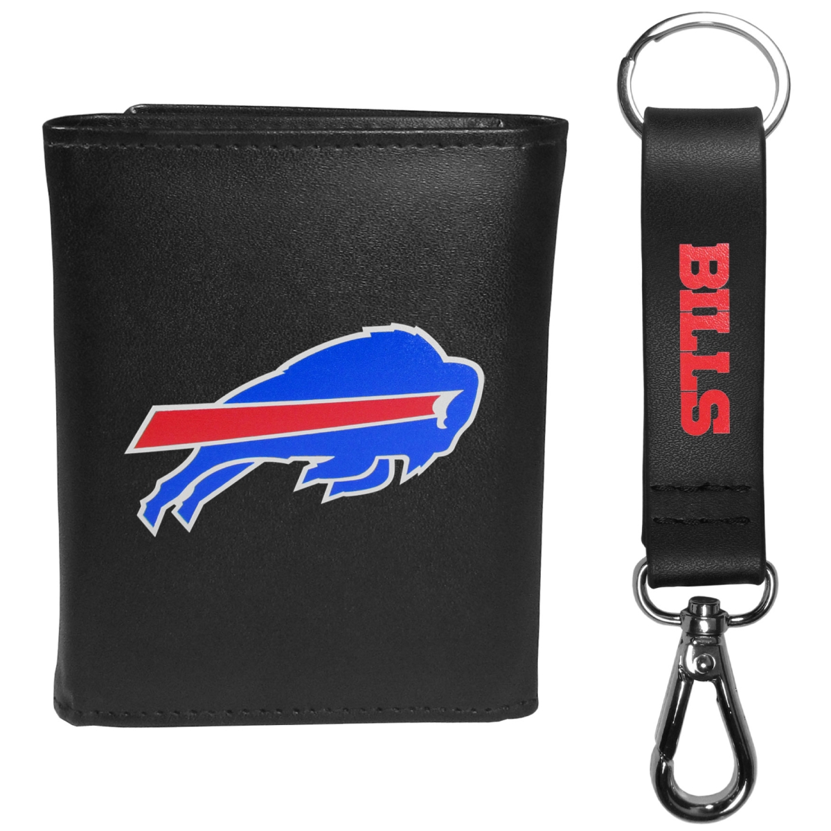 Siskiyou FTRL015KCS Male NFL Buffalo Bills Tri-fold Wallet & Strap Key Chain