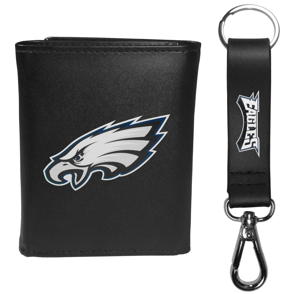 Siskiyou FTRL065KCS Male NFL Philadelphia Eagles Tri-fold Wallet & Strap Key Chain