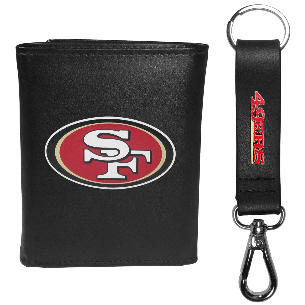Siskiyou FTRL075KCS Male NFL San Francisco 49ers Tri-fold Wallet & Strap Key Chain