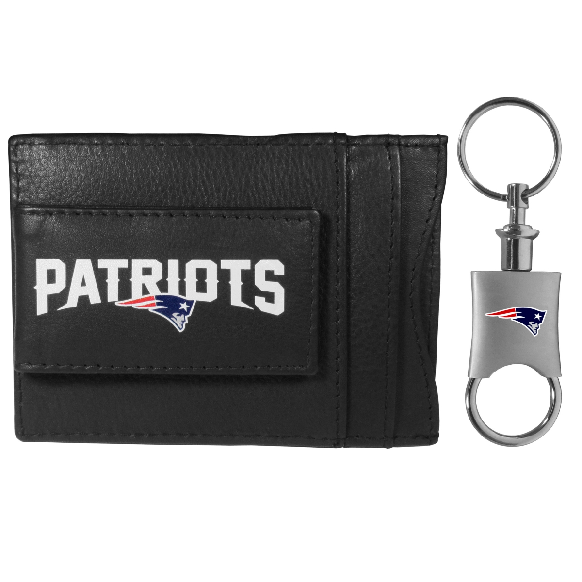 Siskiyou FCCP120KPV Unisex NFL New England Patriots Leather Cash & Cardholder & Valet Key Chain - One Size