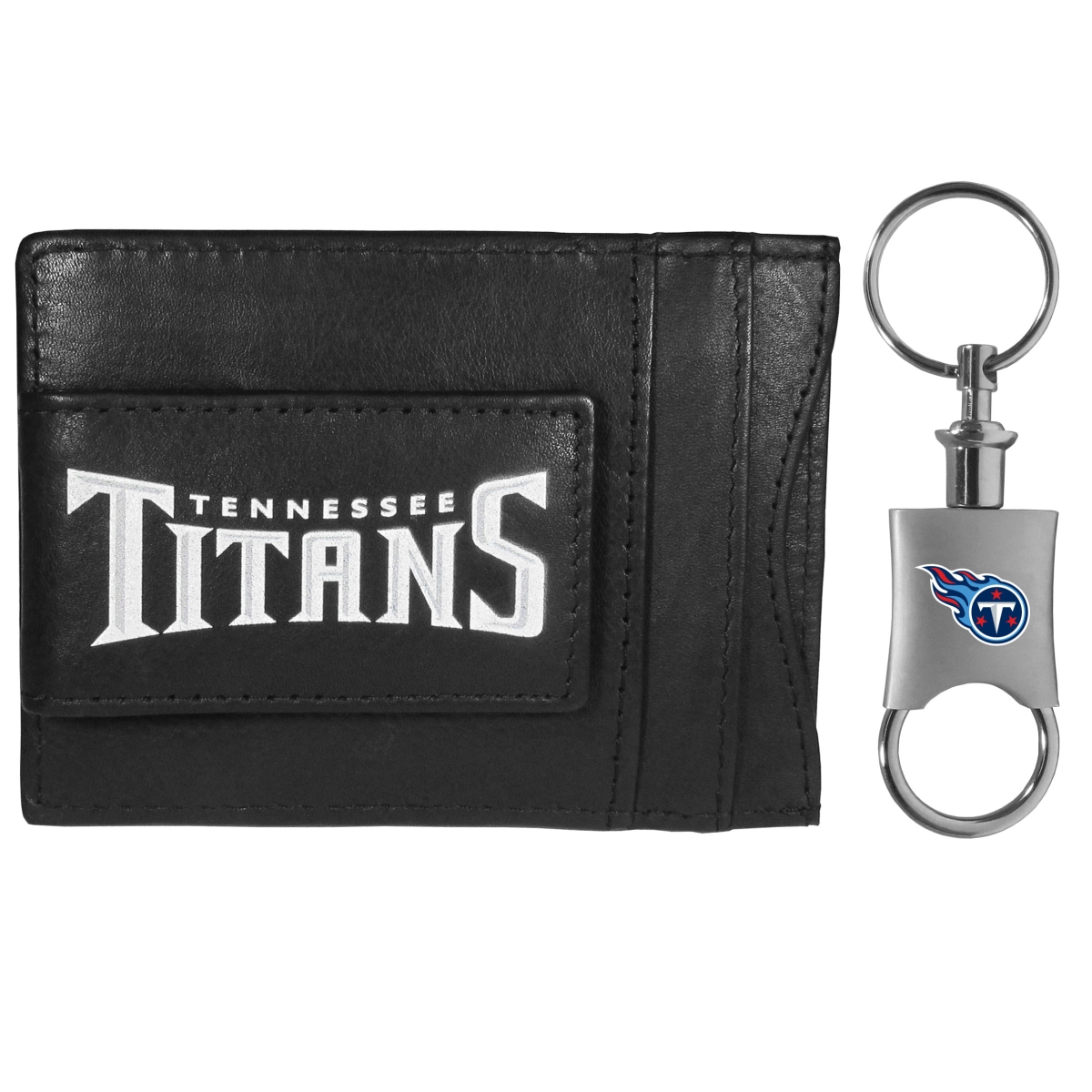 Siskiyou FCCP185KPV Unisex NFL Tennessee Titans Leather Cash & Cardholder & Valet Key Chain - One Size