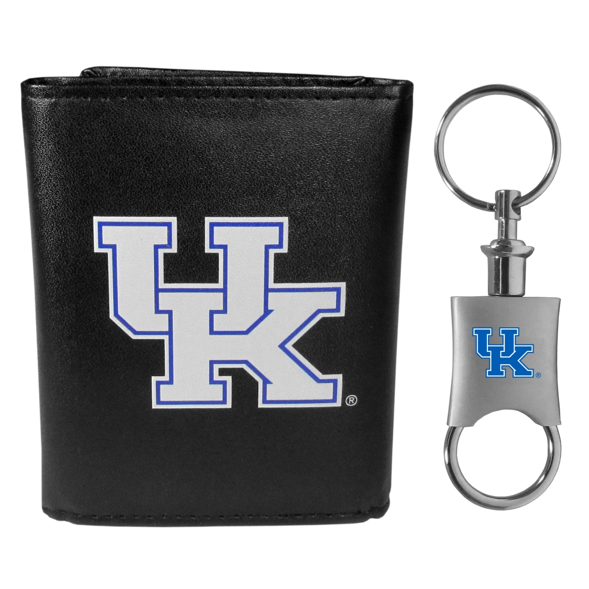 Siskiyou CLTR35KPV Male NCAA Kentucky Wildcats Leather Tri-fold Wallet & Valet Key Chain