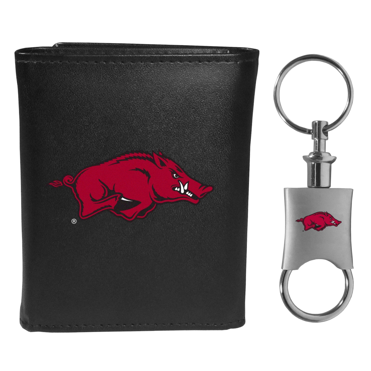 Siskiyou CTRL12KPV Male NCAA Arkansas Razorbacks Tri-fold Wallet & Valet Key Chain