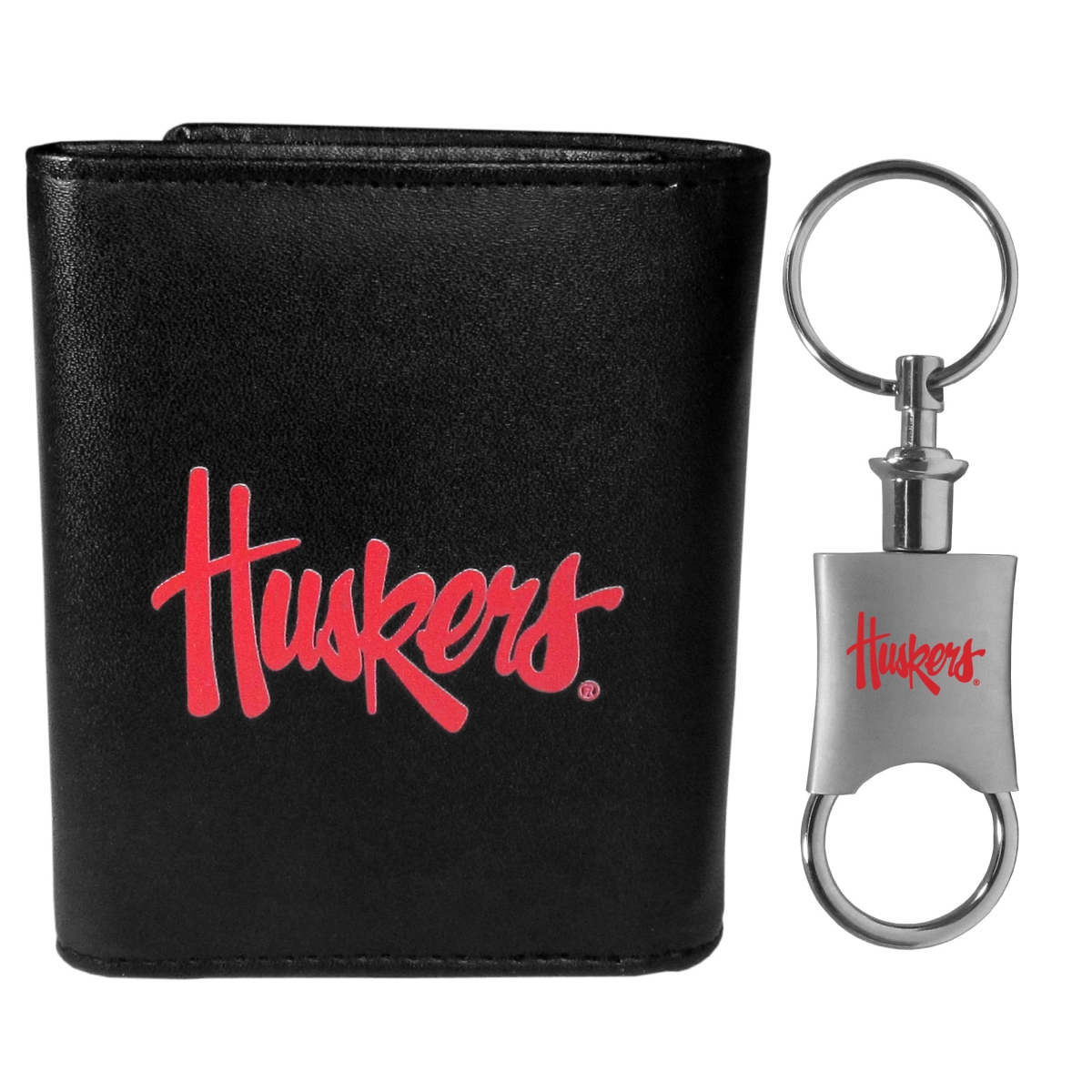 Siskiyou CTRL3KPV Male NCAA Nebraska Cornhuskers Tri-fold Wallet & Valet Key Chain