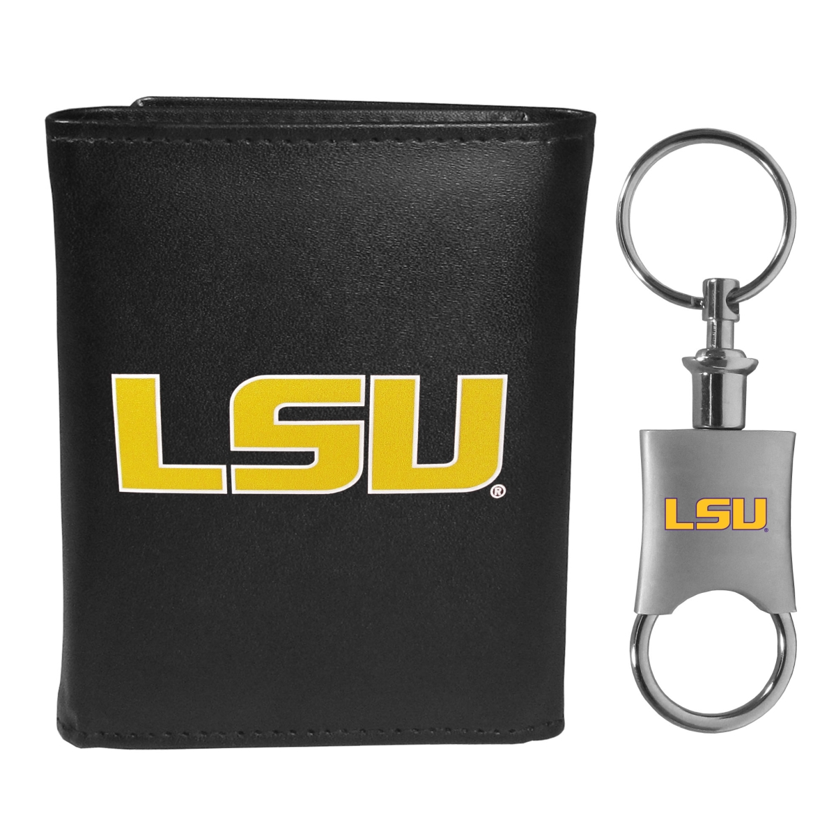 Siskiyou  Male NCAA LSU Tigers Tri-fold Wallet & Valet Key Chain