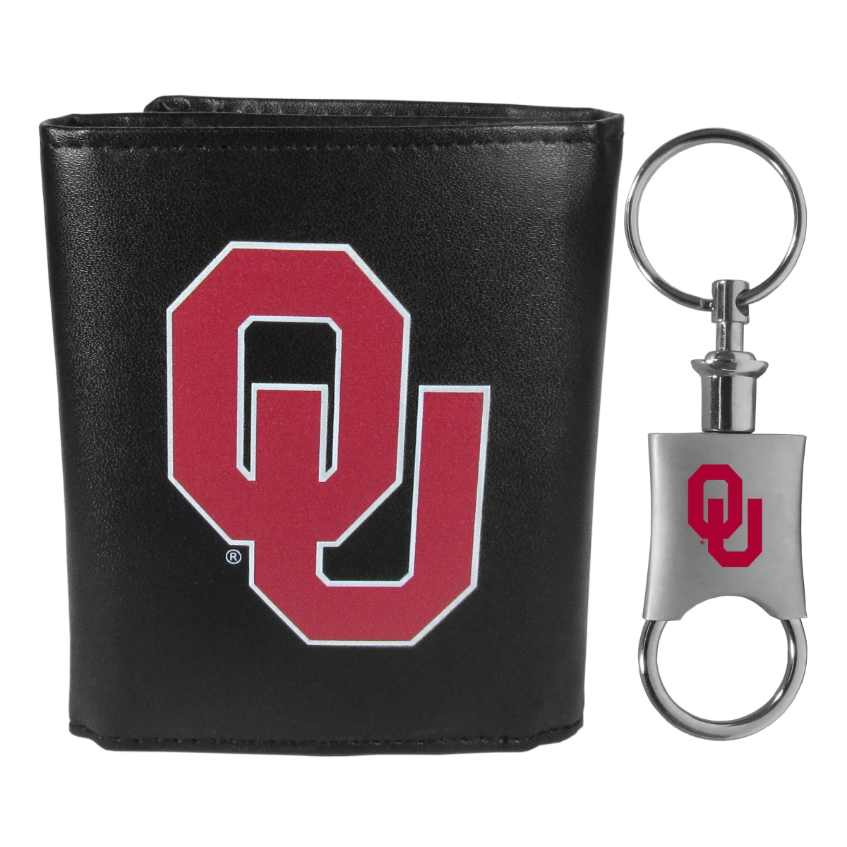 Siskiyou  Male NCAA Oklahoma Sooners Tri-fold Wallet & Valet Key Chain