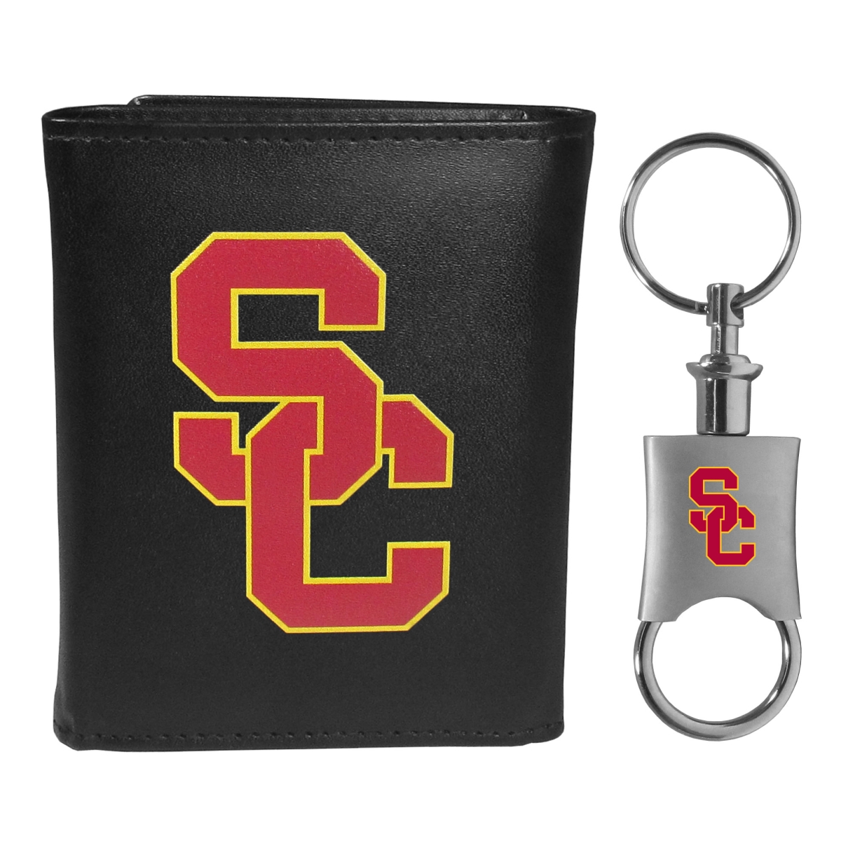 Siskiyou  Male NCAA USC Trojans Tri-fold Wallet & Valet Key Chain