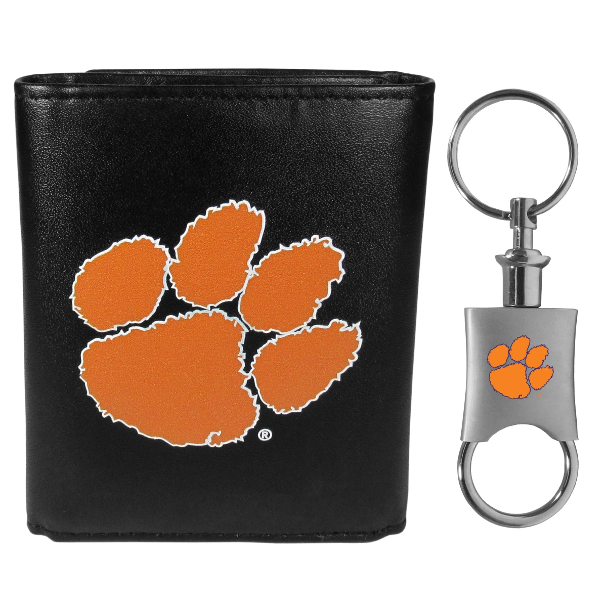 Siskiyou CTRL69KPV Male NCAA Clemson Tigers Tri-fold Wallet & Valet Key Chain