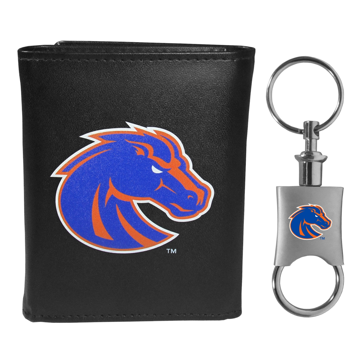 Siskiyou CTRL73KPV Male NCAA Boise State Broncos Tri-fold Wallet & Valet Key Chain