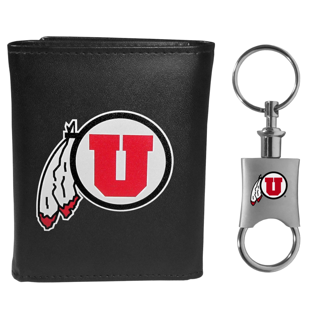 Siskiyou CTRL89KPV Male NCAA Utah Utes Tri-fold Wallet & Valet Key Chain