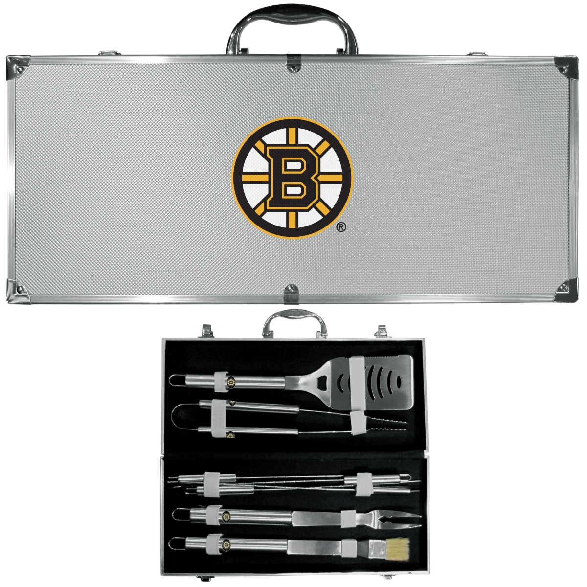 Picture of Siskiyou BBQH20B Unisex NHL Boston Bruins 8 Piece Stainless Steel BBQ Set with Metal Case