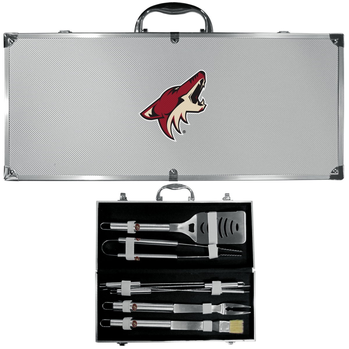Picture of Siskiyou BBQH45B Unisex NHL Arizona Coyotes 8 Piece Stainless Steel BBQ Set with Metal Case