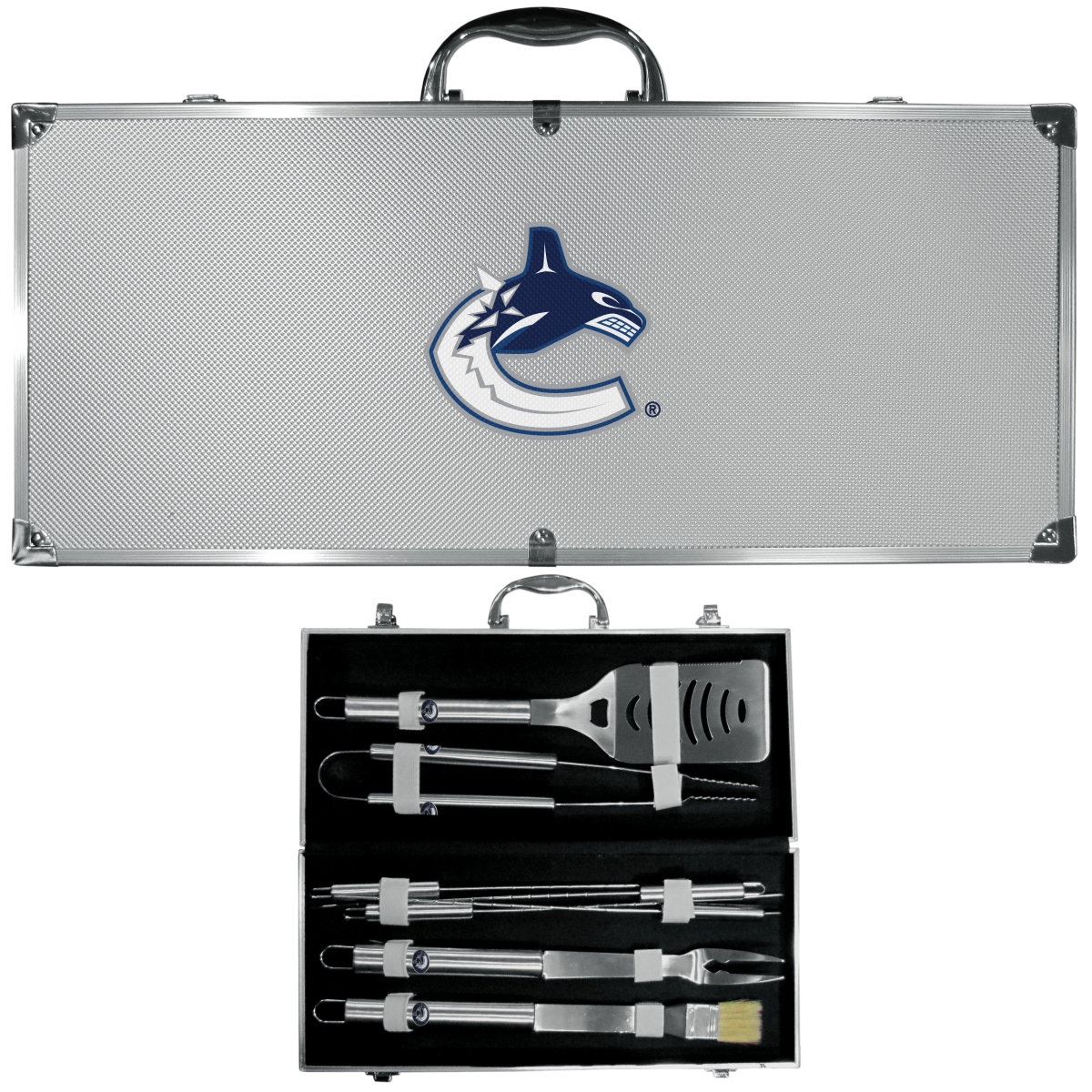 Picture of Siskiyou BBQH35B Unisex NHL Vancouver Canucks 8 Piece Stainless Steel BBQ Set with Metal Case