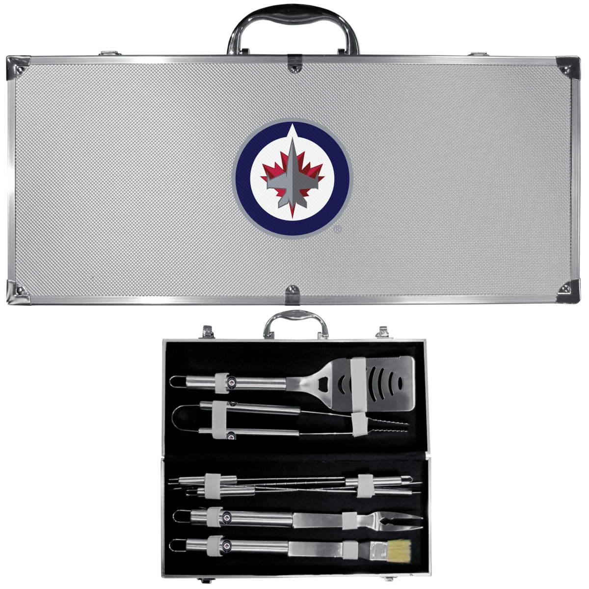 Picture of Siskiyou BBQH155B Unisex NHL Winnipeg Jets 8 Piece Stainless Steel BBQ Set with Metal Case