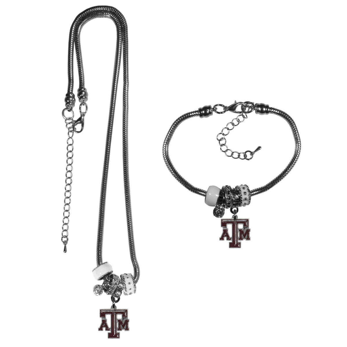 Picture of Siskiyou CBNK26BBR Female NCAA Texas A & M Aggies Euro Bead Necklaces & Bracelet Set