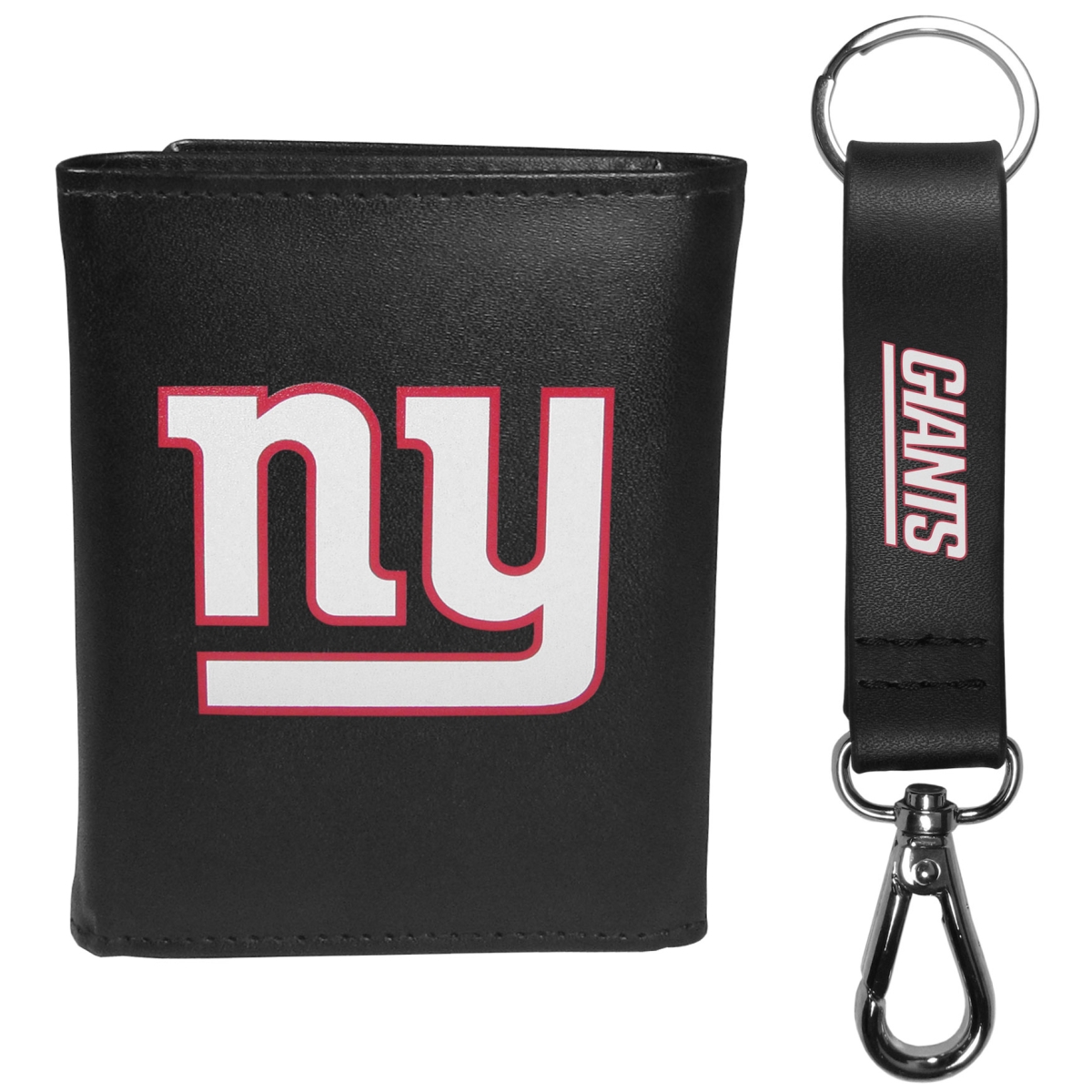 Siskiyou FTRL090KCS Male NFL New York Giants Tri-fold Wallet & Strap Key Chain