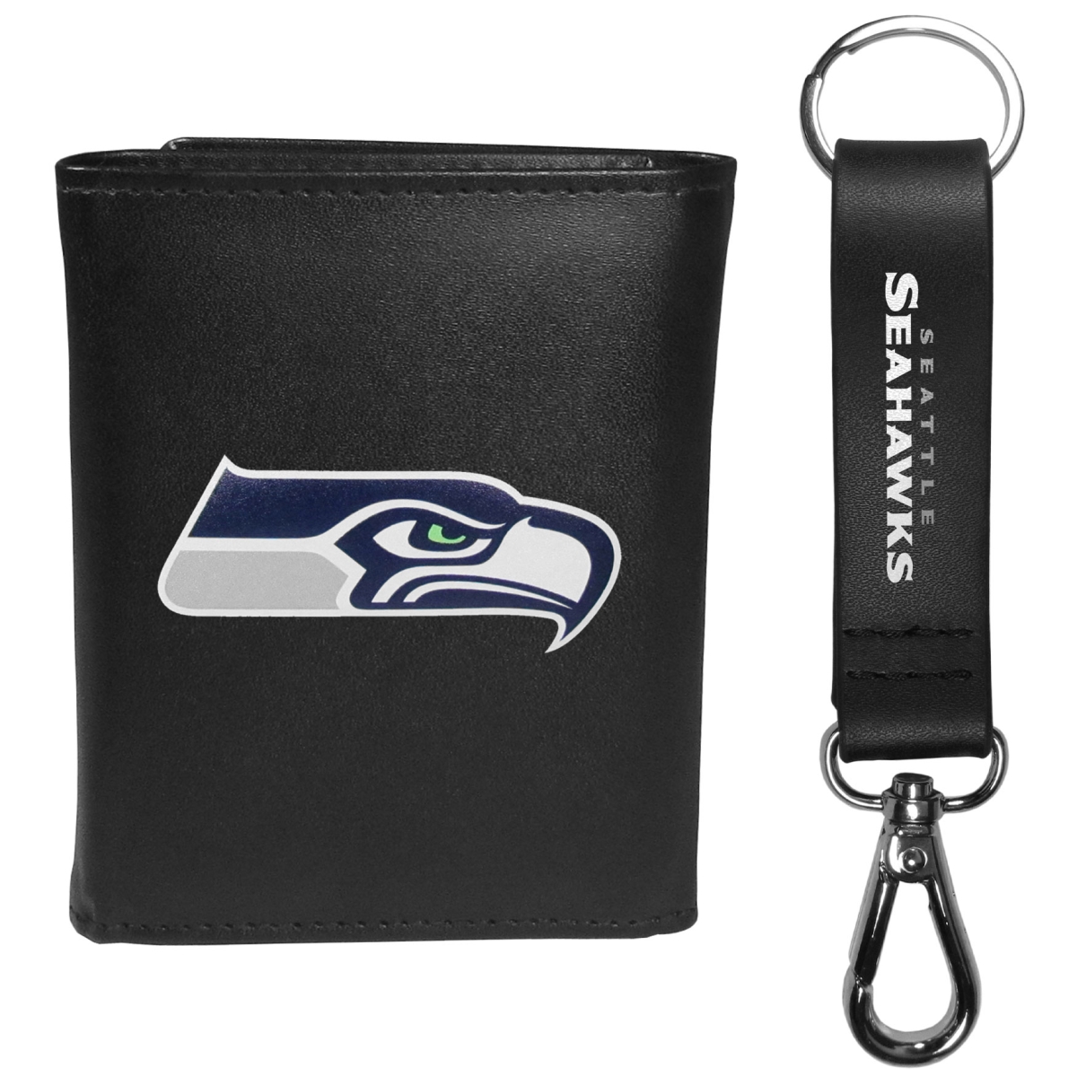 Siskiyou FTRL155KCS Male NFL Seattle Seahawks Tri-fold Wallet & Strap Key Chain