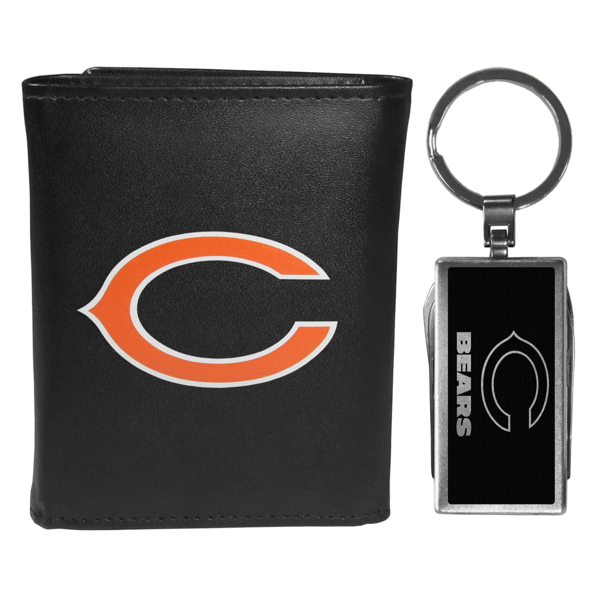 Siskiyou FLTR005MTB Male NFL Chicago Bears Leather Tri-fold Wallet & Multi-tool Key Chain