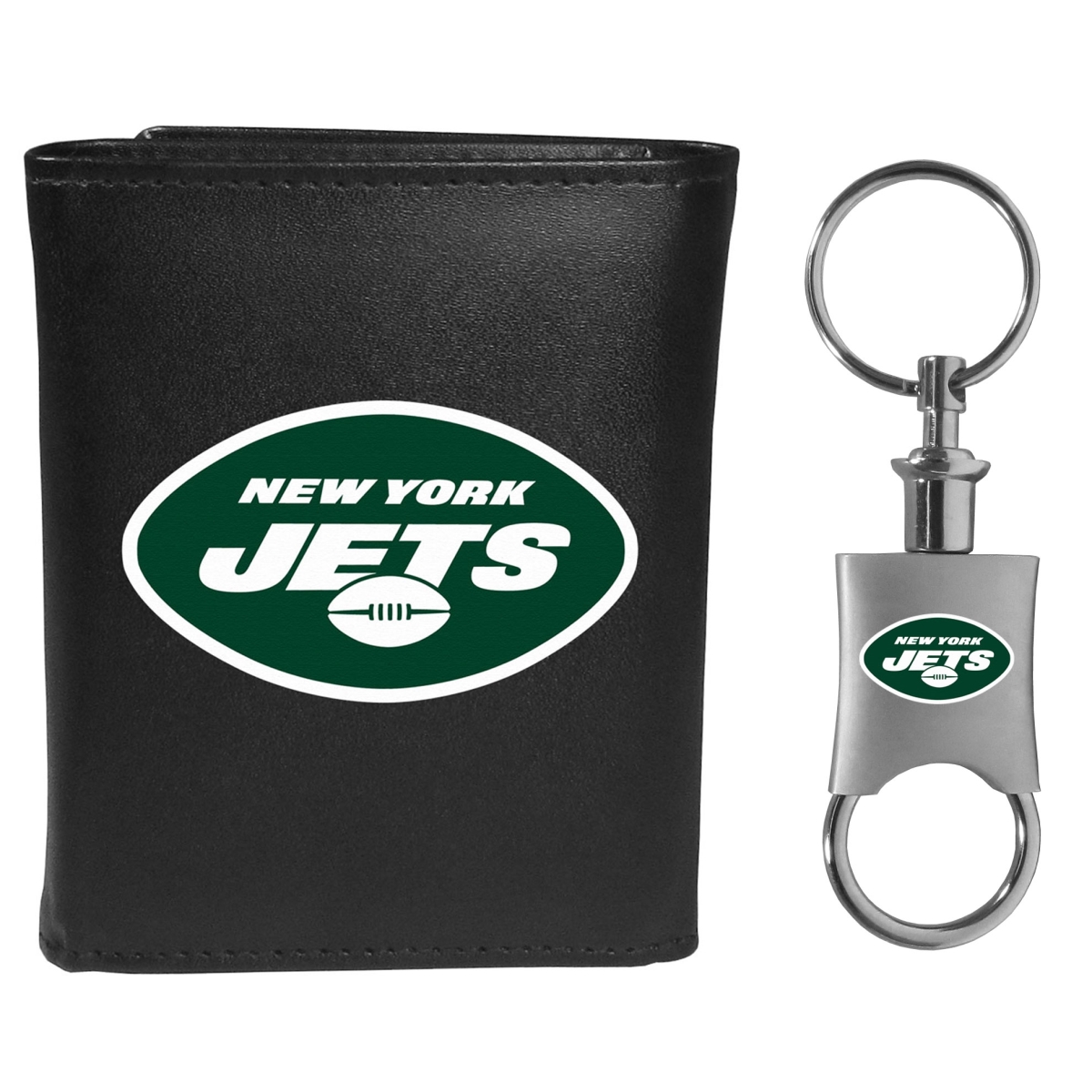 Siskiyou FTRL100KPV Male NFL New York Jets Tri-fold Wallet & Valet Key Chain
