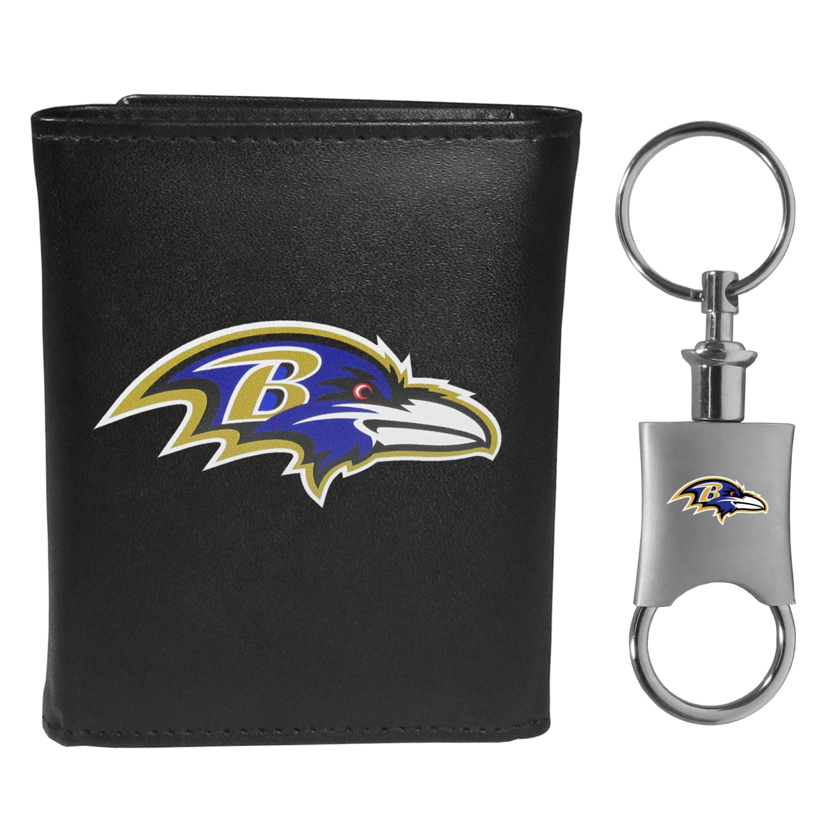 Siskiyou FTRL180KPV Male NFL Baltimore Ravens Tri-fold Wallet & Valet Key Chain