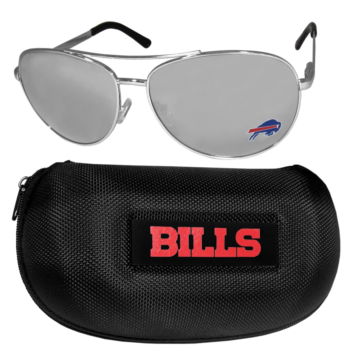 Picture of Siskiyou FASG015HC Unisex NFL Buffalo Bills Aviator Sunglasses & Zippered Carrying Case - One Size