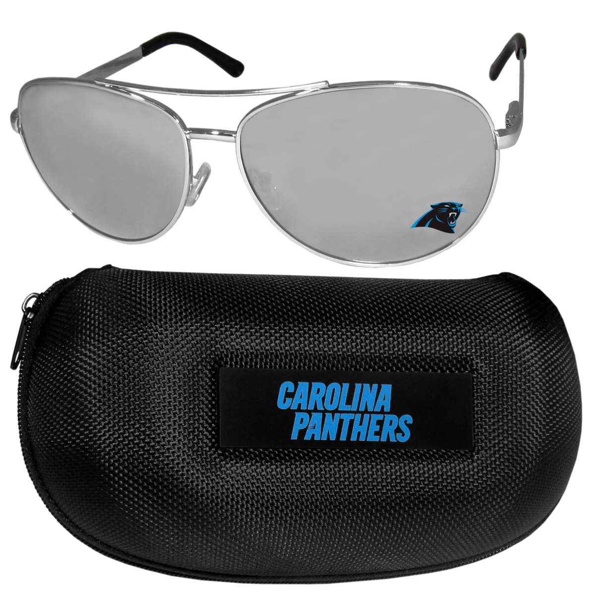 Picture of Siskiyou FASG170HC Unisex NFL Carolina Panthers Aviator Sunglasses & Zippered Carrying Case - One Size