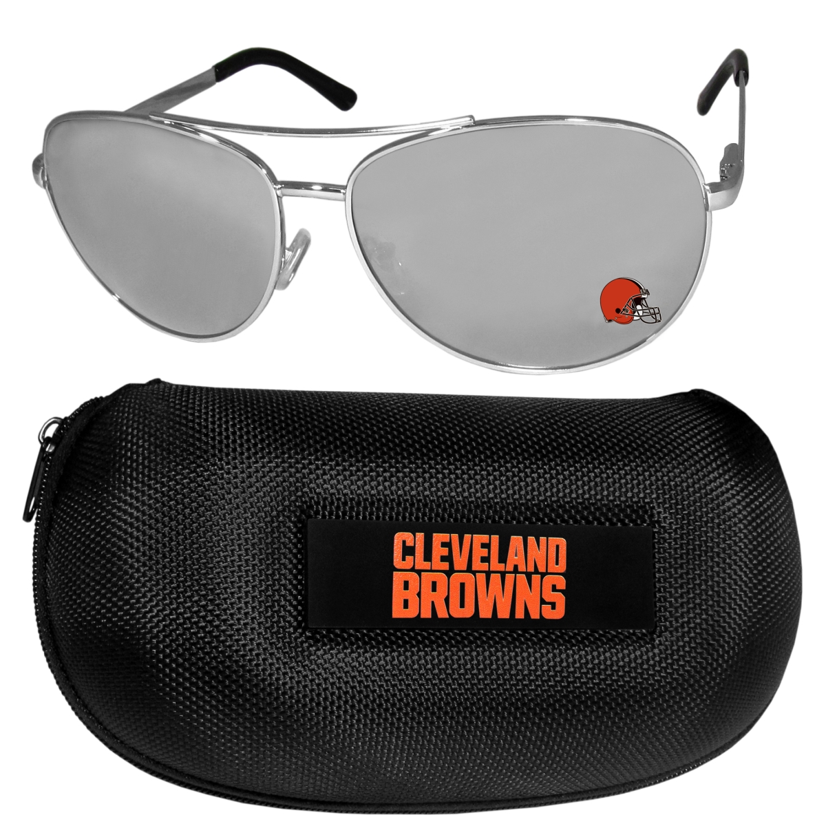 Picture of Siskiyou FASG025HC Unisex NFL Cleveland Browns Aviator Sunglasses & Zippered Carrying Case - One Size