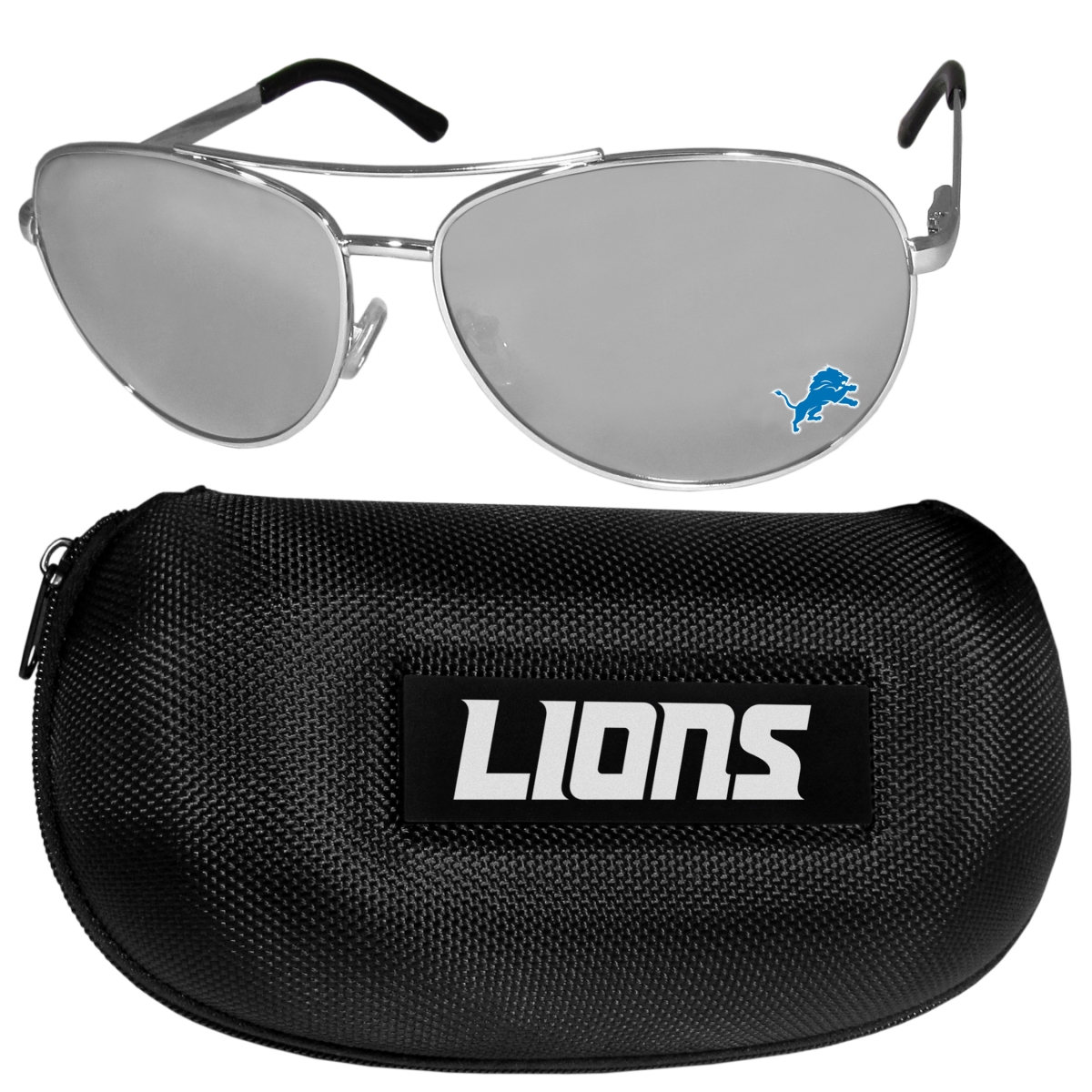 Picture of Siskiyou FASG105HC Unisex NFL Detroit Lions Aviator Sunglasses & Zippered Carrying Case - One Size