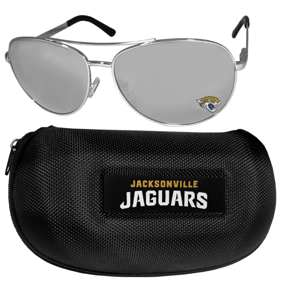 Picture of Siskiyou FASG175HC Unisex NFL Jacksonville Jaguars Aviator Sunglasses & Zippered Carrying Case - One Size