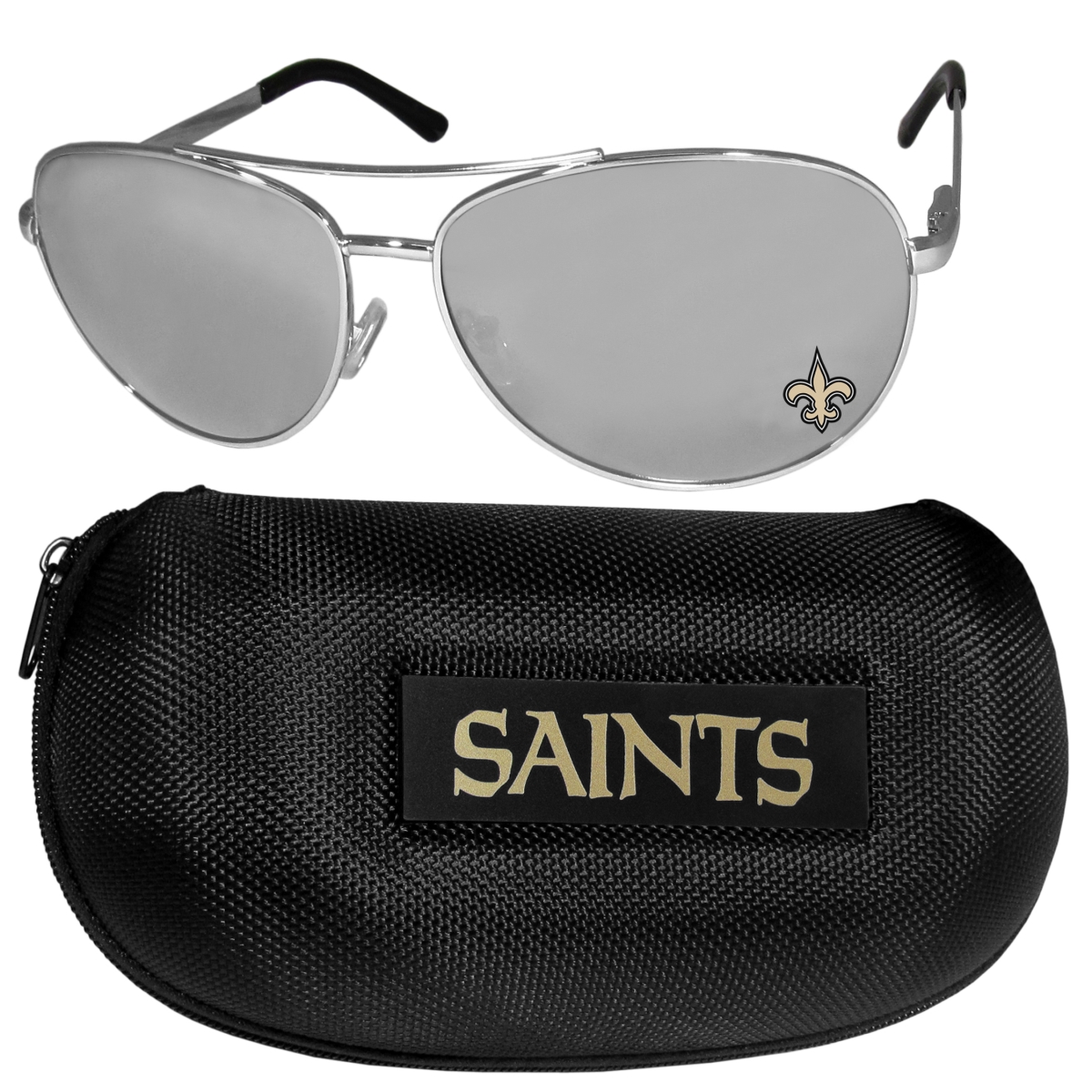 Siskiyou FASG150HC Unisex NFL New Orleans Saints Aviator Sunglasses & Zippered Carrying Case - One Size