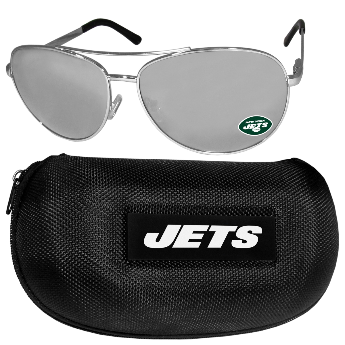 Picture of Siskiyou FASG100HC Unisex NFL New York Jets Aviator Sunglasses & Zippered Carrying Case - One Size