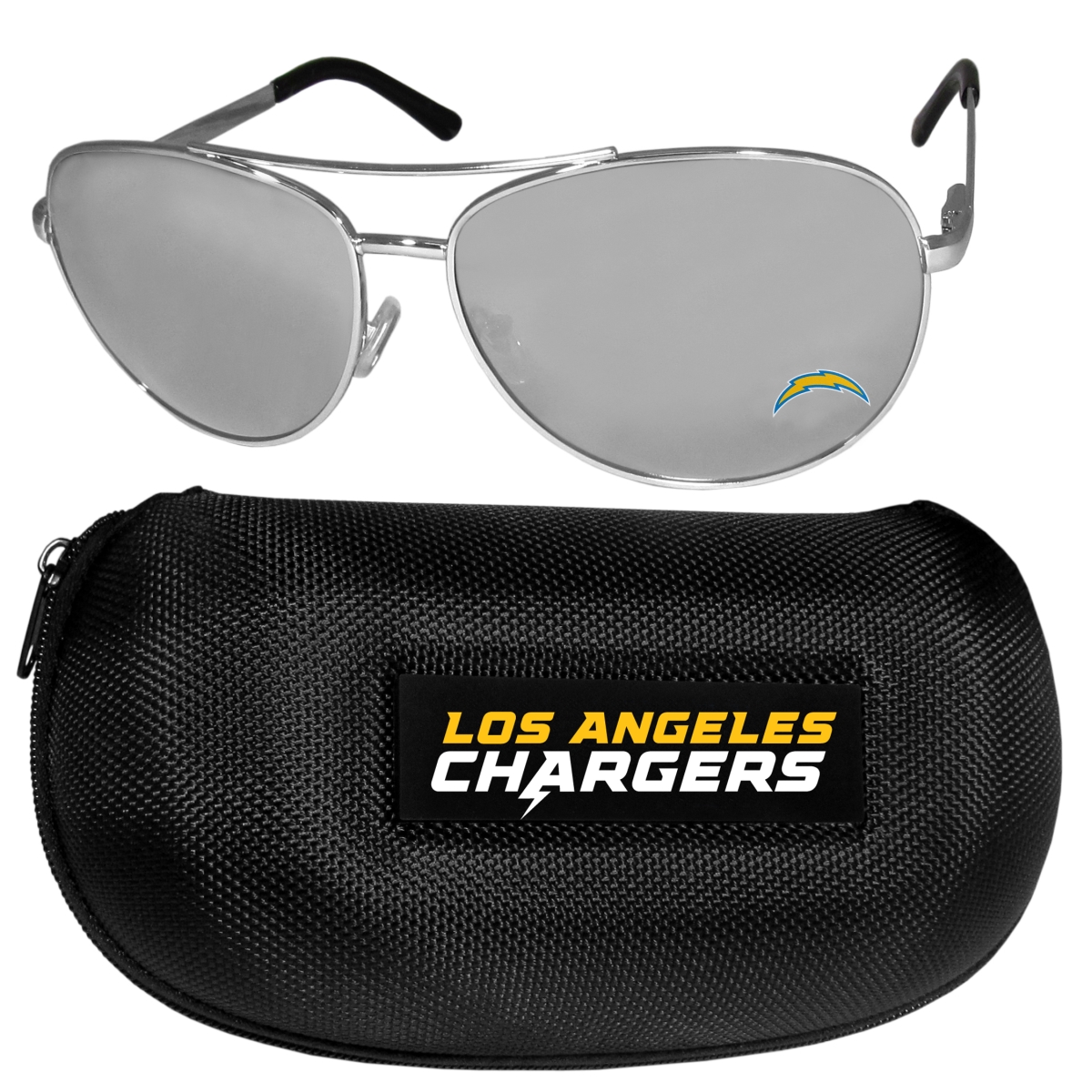Picture of Siskiyou FASG040HC Unisex NFL Los Angeles Chargers Aviator Sunglasses & Zippered Carrying Case - One Size