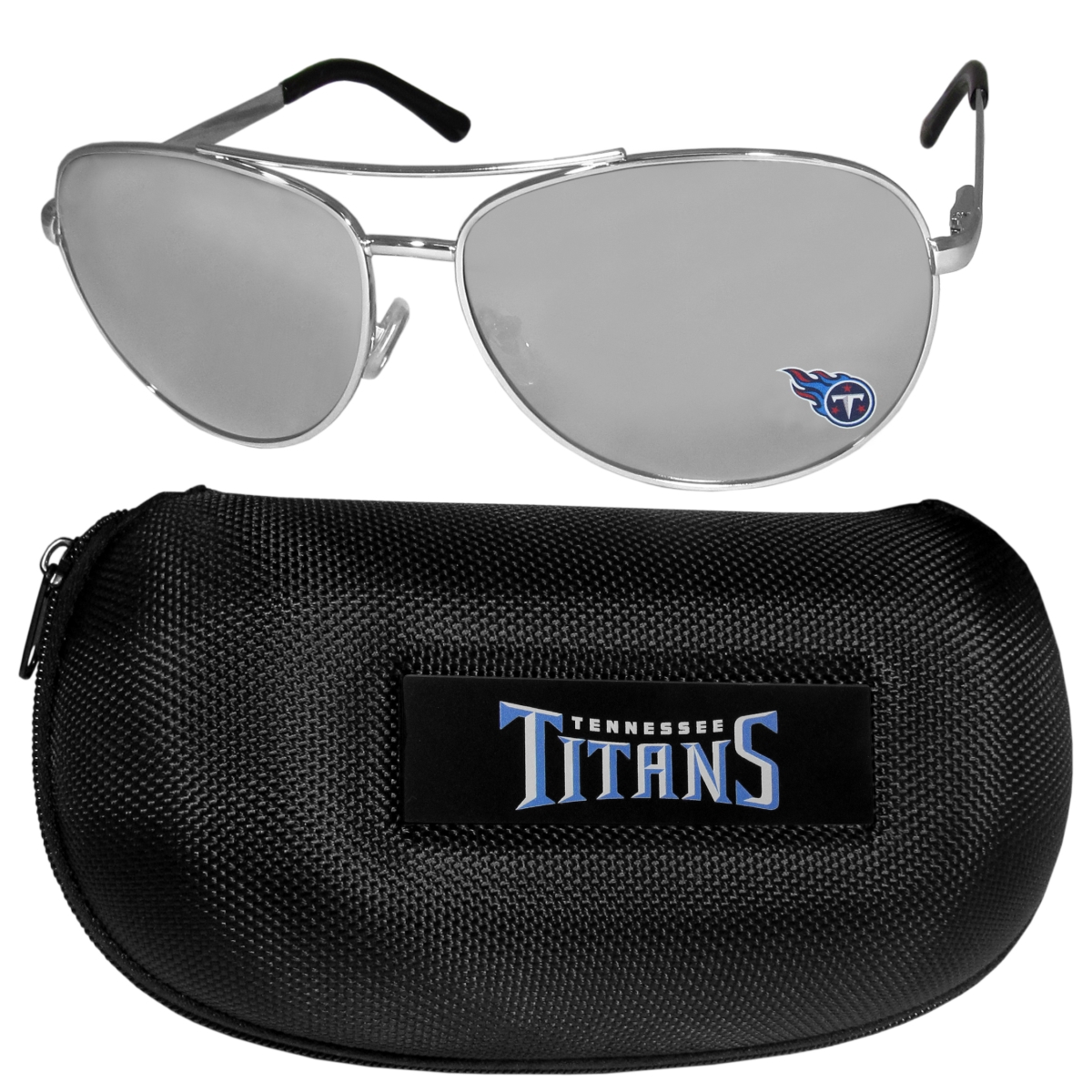 Picture of Siskiyou FASG185HC Unisex NFL Tennessee Titans Aviator Sunglasses & Zippered Carrying Case - One Size