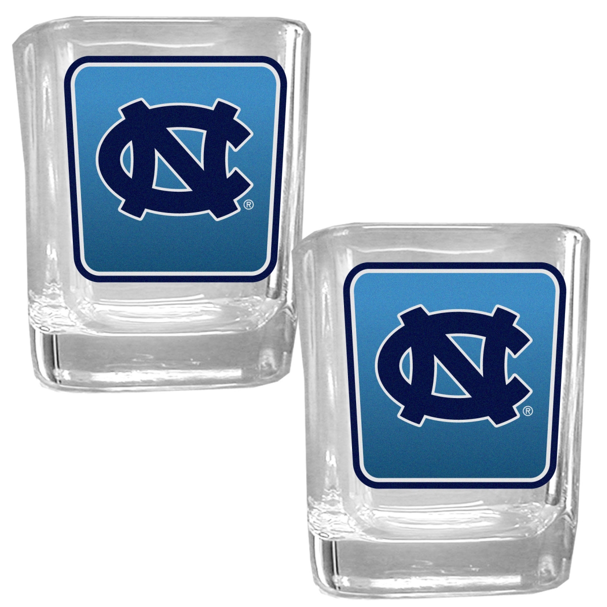 Siskiyou 2CSQP9 Unisex NCAA North Carolina Tar Heels Square Glass Shot Glass Set - Set of 2