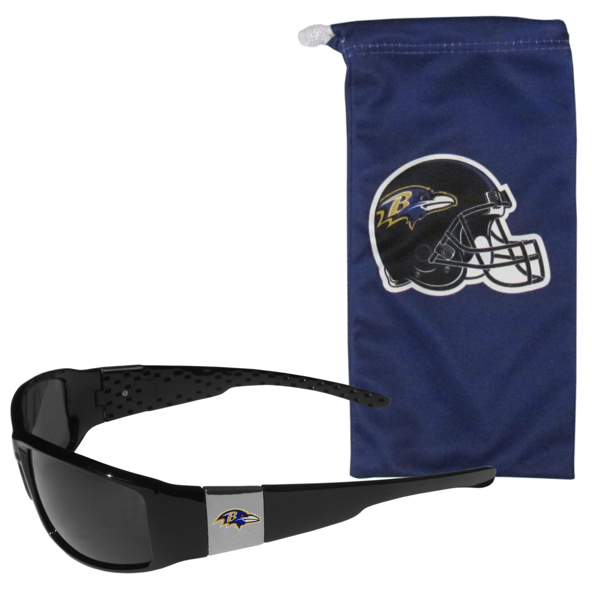 Picture of Siskiyou 2FCP180EB Unisex NFL Baltimore Ravens Chrome Wrap Sunglasses & Bag - One Size