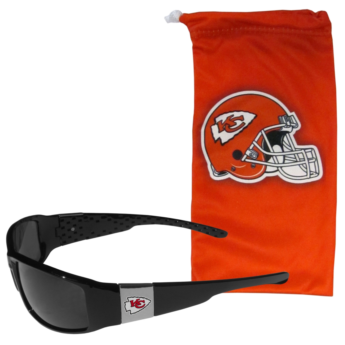 Picture of Siskiyou 2FCP045EB Unisex NFL Kansas City Chiefs Chrome Wrap Sunglasses & Bag - One Size