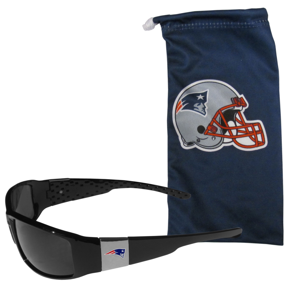 Picture of Siskiyou 2FCP120EB Unisex NFL New England Patriots Chrome Wrap Sunglasses & Bag - One Size