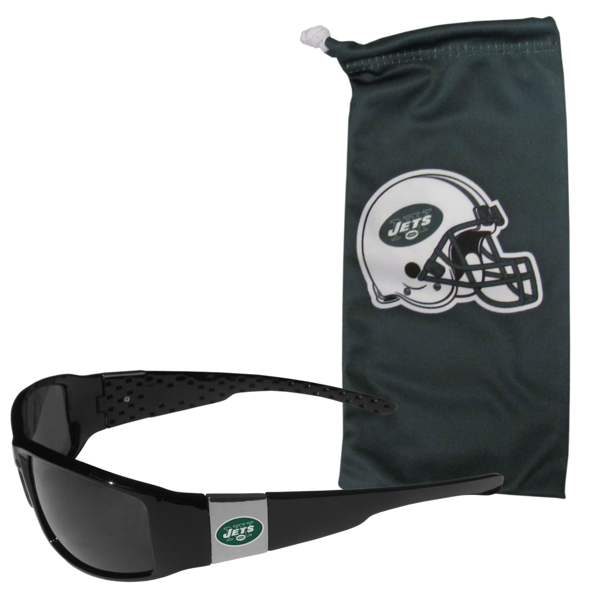 Picture of Siskiyou 2FCP100EB Unisex NFL New York Jets Chrome Wrap Sunglasses & Bag - One Size
