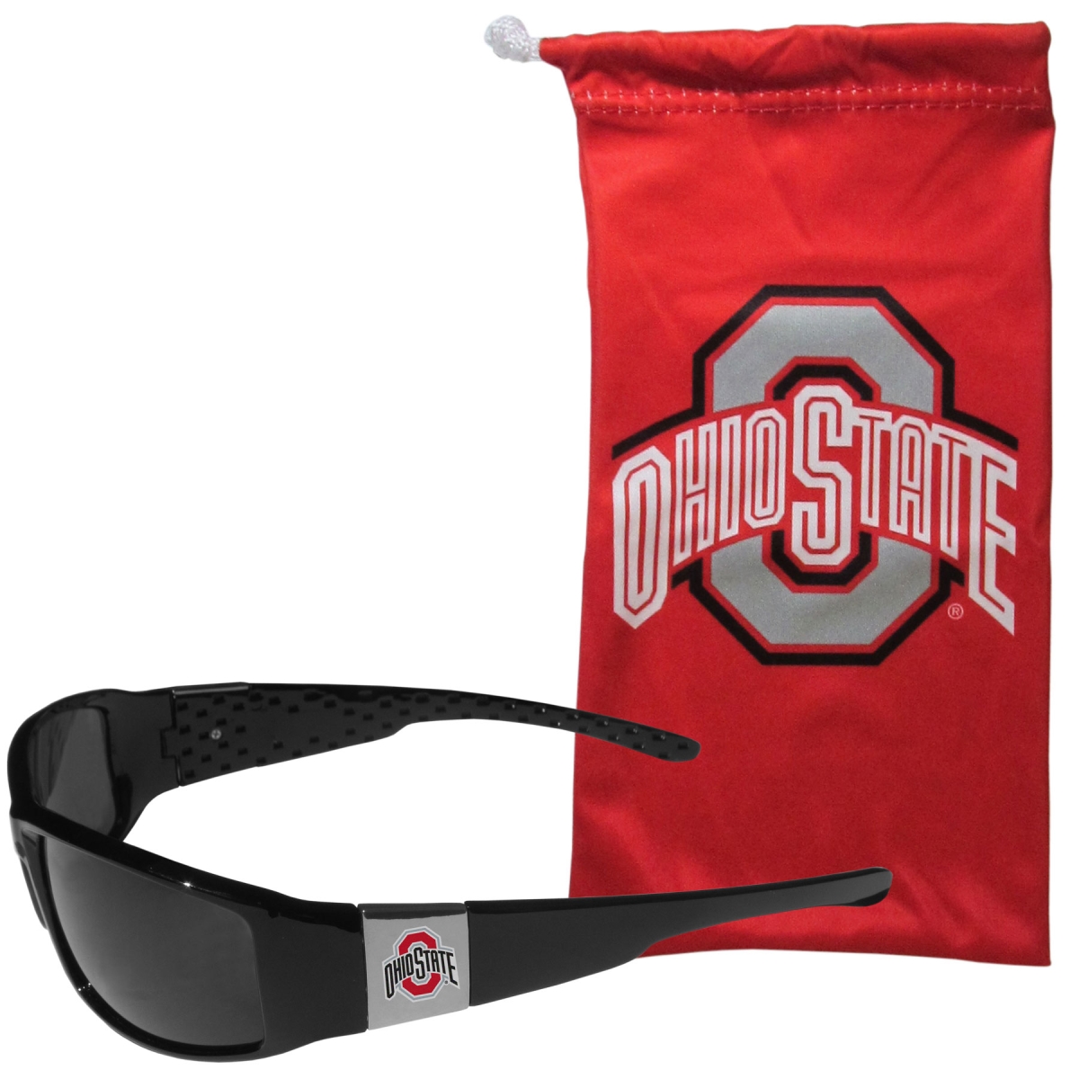 Siskiyou  Unisex NCAA Ohio State Buckeyes Chrome Wrap Sunglasses & Bag - One Size