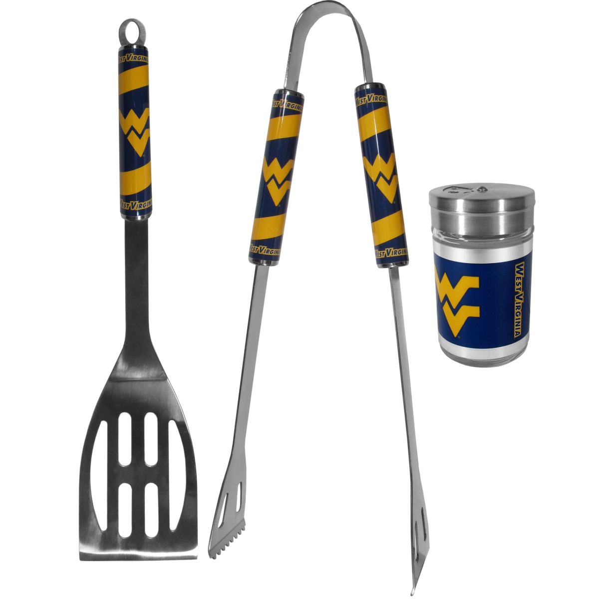 Picture of Siskiyou C2BQ60SEA Unisex NCAA West Virginia Mountaineers 2 Piece BBQ Set with Season Shaker - One Size
