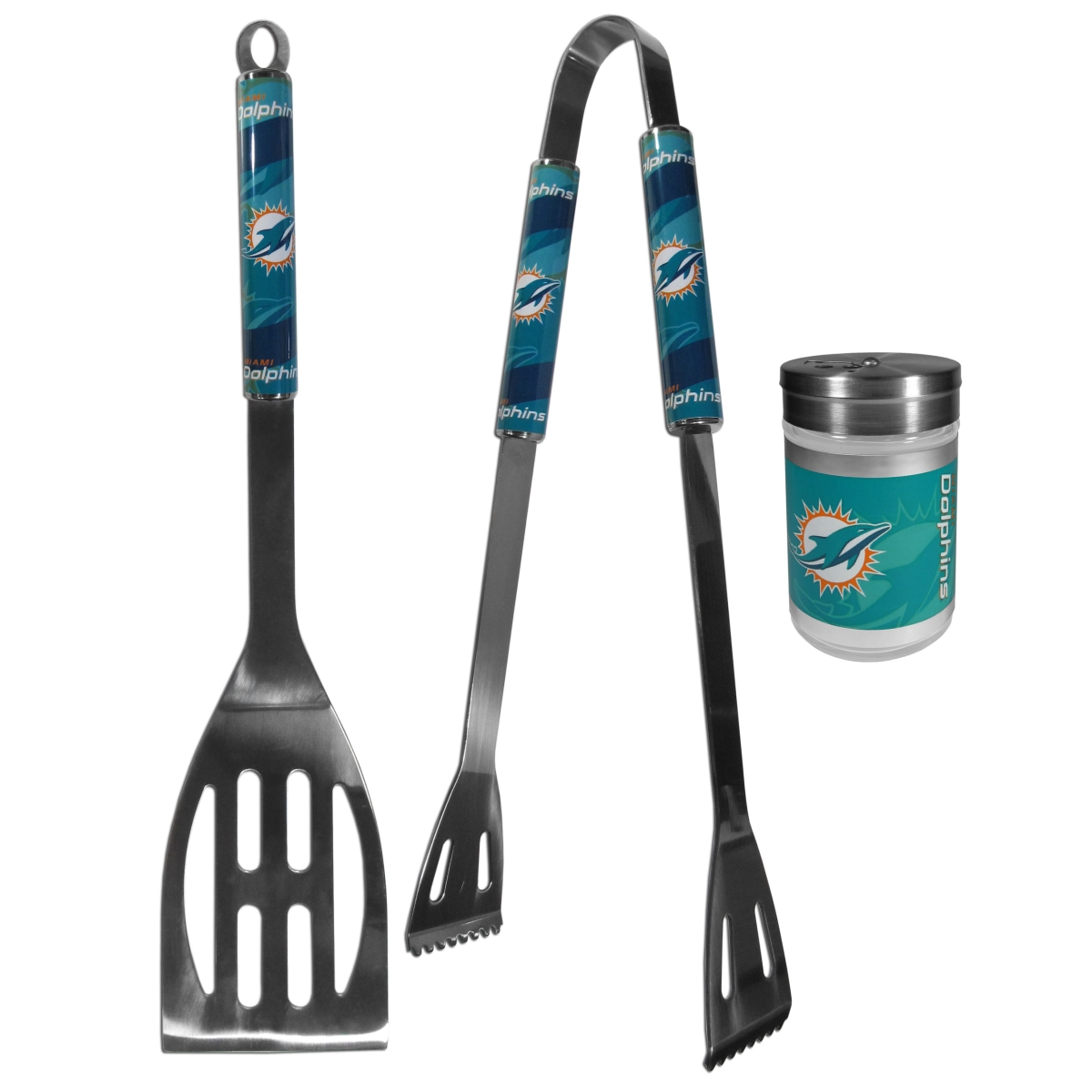 Picture of Siskiyou F2BQ060SEA Unisex NFL Miami Dolphins 2 Piece BBQ Set with Season Shaker - One Size